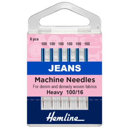 Hemline Sewing Machine Needles: Jeans: Heavy 100/16: 6 Pieces