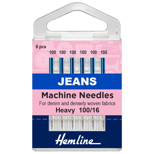 Hemline Sewing Machine Needles: Jeans: Heavy 100/16: 6 Pieces