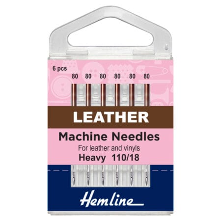 Hemline Sewing Machine Needles: Leather: Heavy 110/18: 6 Pieces