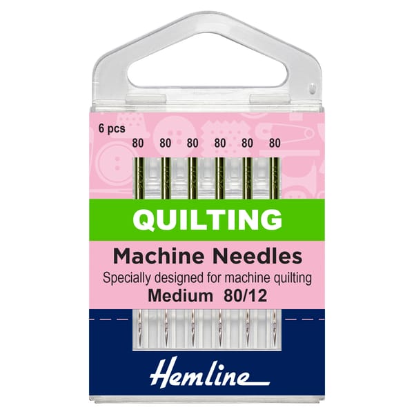 Hemline Sewing Machine Needles: Quilting: Medium 80/12: 6 Pieces