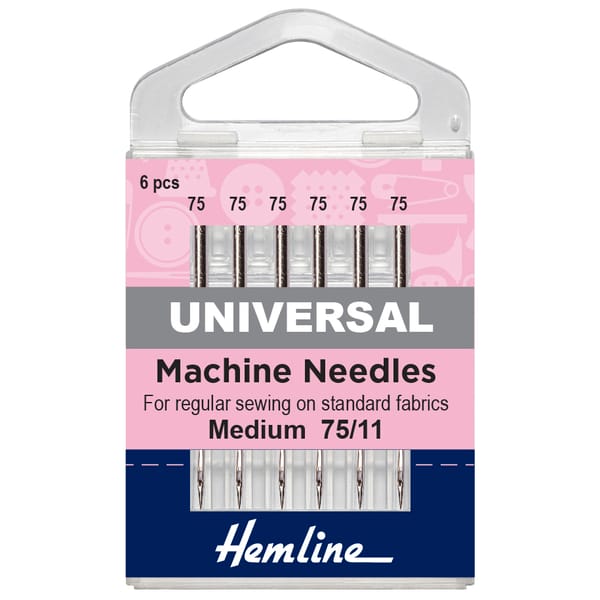 Hemline Sewing Machine Needles: Universal: Fine/Medium 75/11: 6 Pieces