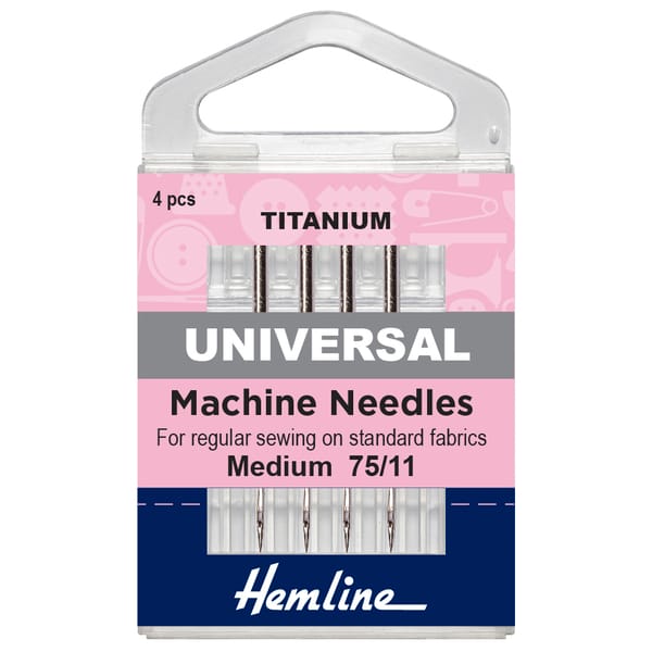Hemline Sewing Machine Needles: Universal: Titanium: 4 Pieces