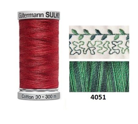 Guterman Sulky Variegated Cotton | 300m | Forever Green 4051