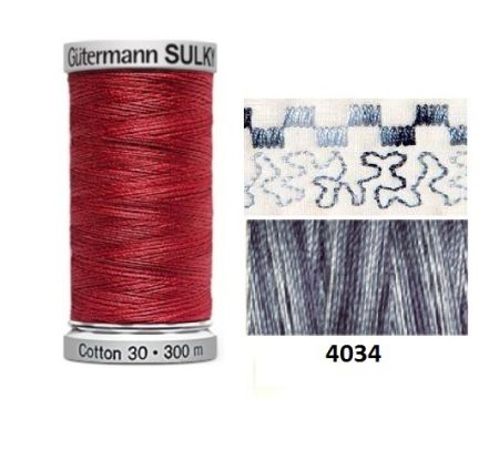 Guterman Sulky Variegated Cotton | 300m | Soft Black 4034