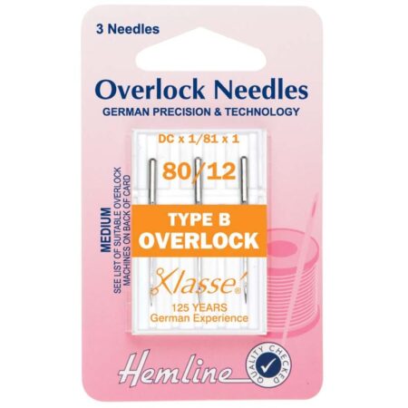 Hemline Overlock/Serger Machine Needles: Type B: 80/12: 5 Pieces