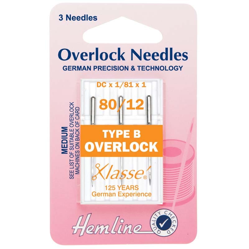 Hemline Overlock/Serger Machine Needles: Type B: 80/12: 5 Pieces