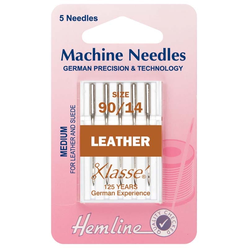 Hemline Sewing Machine Needles: Leather: Medium 90/14: 5 Pieces