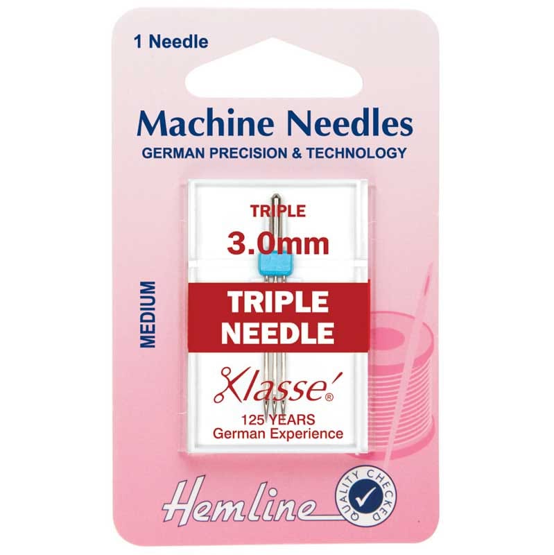 Hemline Sewing Machine Needles: Triple Universal: 80/12: 1 Piece